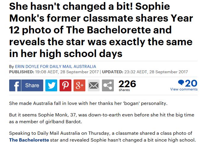 Sophie Monk High School Photo